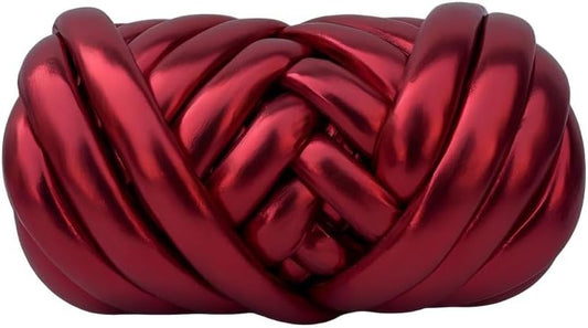 Metallic Chunky Yarn for Hand Knitting - 500g Soft & Elastic Polyester Cotton Tube Yarn Shiny Fabric for Arm Knitting, Blankets, Scarves, Home Decor (Silvery)