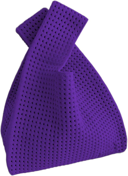 Women's Knot Wristlet Knitted Bag Hollow Out Crochet Tote Bag Small Wrist Bag Sleeve Knot Pouch