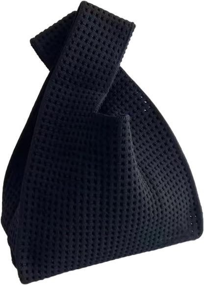 Women's Knot Wristlet Knitted Bag Hollow Out Crochet Tote Bag Small Wrist Bag Sleeve Knot Pouch