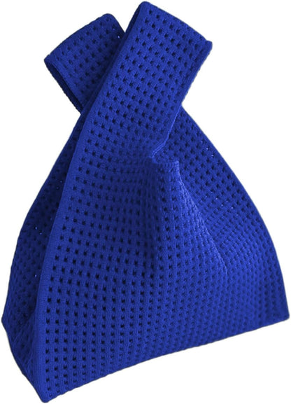 Women's Knot Wristlet Knitted Bag Hollow Out Crochet Tote Bag Small Wrist Bag Sleeve Knot Pouch